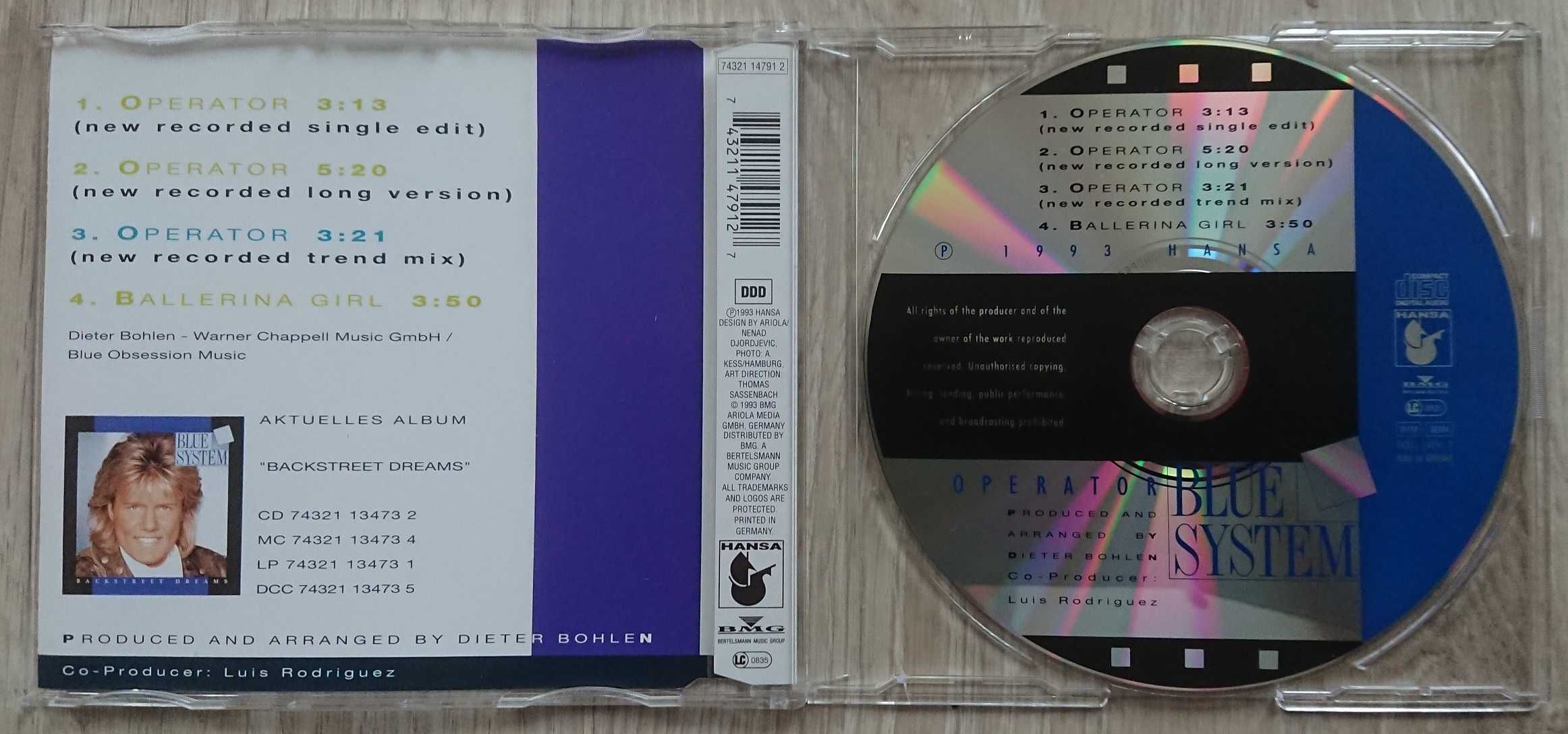 BLUE SYSTEM - Operator - MAXI-CD 1993, Germany