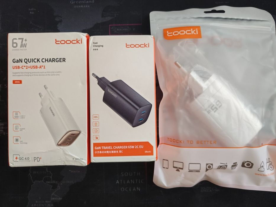 Зарядний пристрій для смартфона ноутбука toocki 65w 67w gan