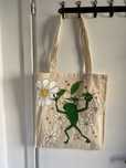 Bawełniana torba eco shopper żaba kwiaty boho vintage handmade