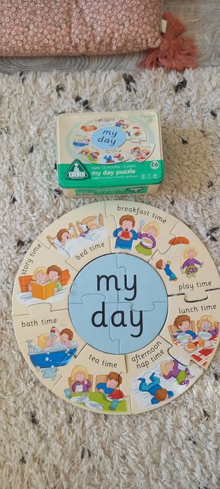 4x komplet zabawek Puzzle układanki co dalej Montessori