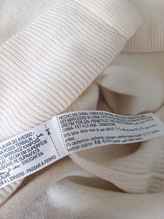 Massimo Dutti wełniany kardigan kremowy ecru wełna kaszmir sweter