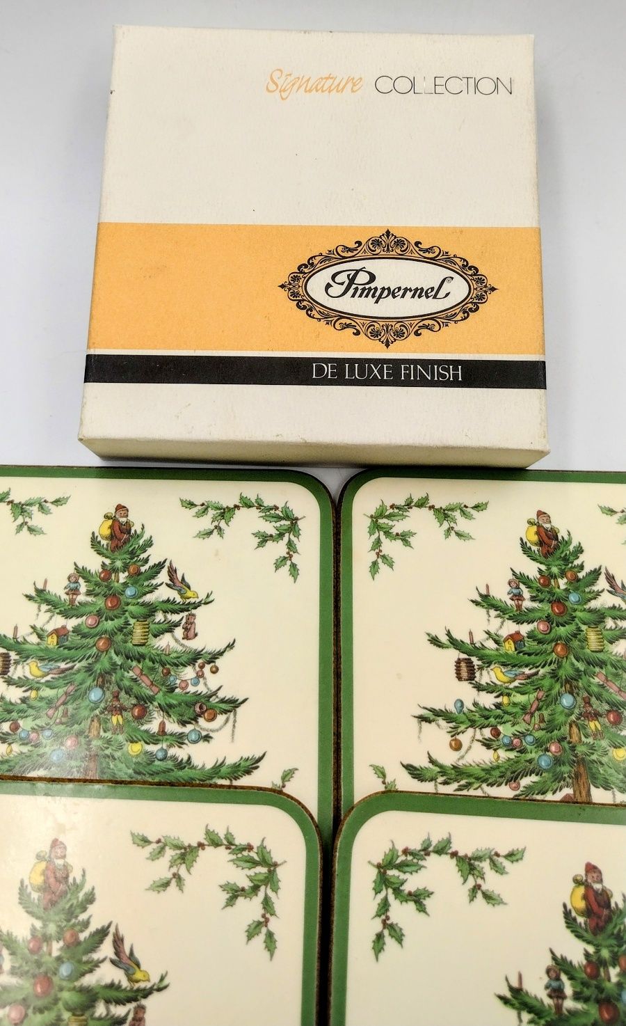 Korkowe podkładki pod gorące świąteczne retro vintage angielskie 60te