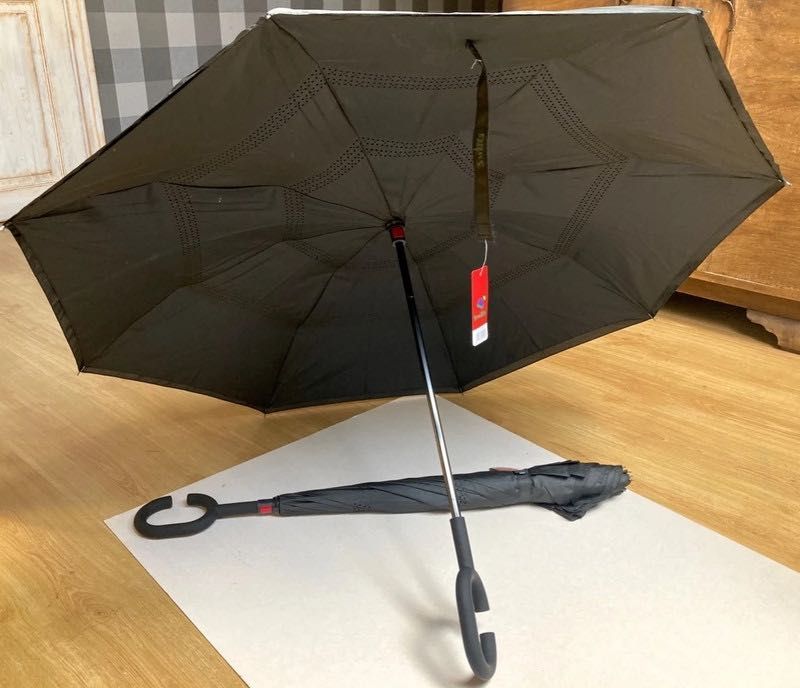 SWIFTs Duży parasol odwrotnie składany Czarny