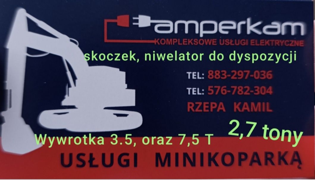 Usługi Minikoparką 2.7 t Wywrotką 7.5 t przyłącz Minikoparka fundament