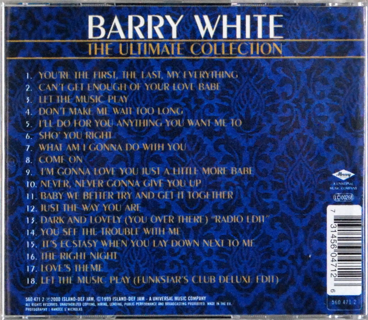 (CD) Barry White - The Ultimate Collection - Unofficial Relase