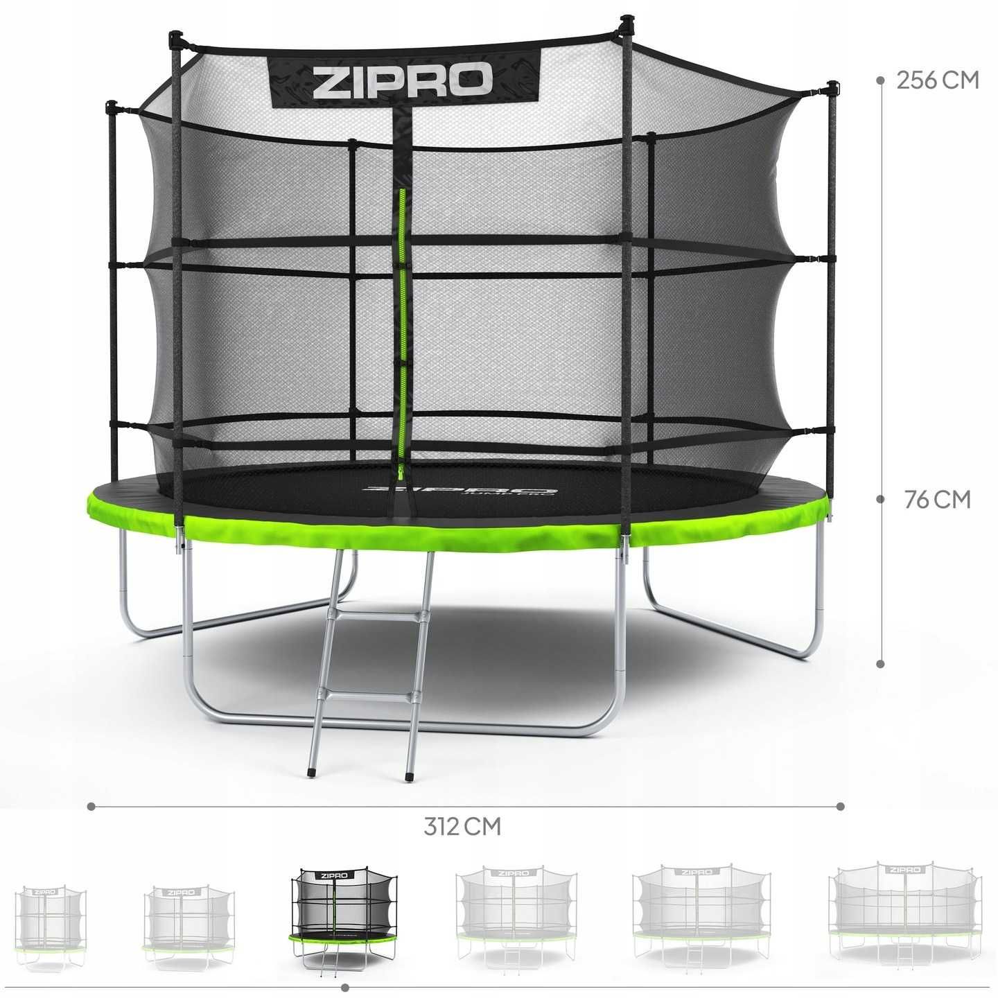 TRAMPOLINA ogrodowa z siatką ZIPRO średnica 312cm wysokość 256cm NOWA