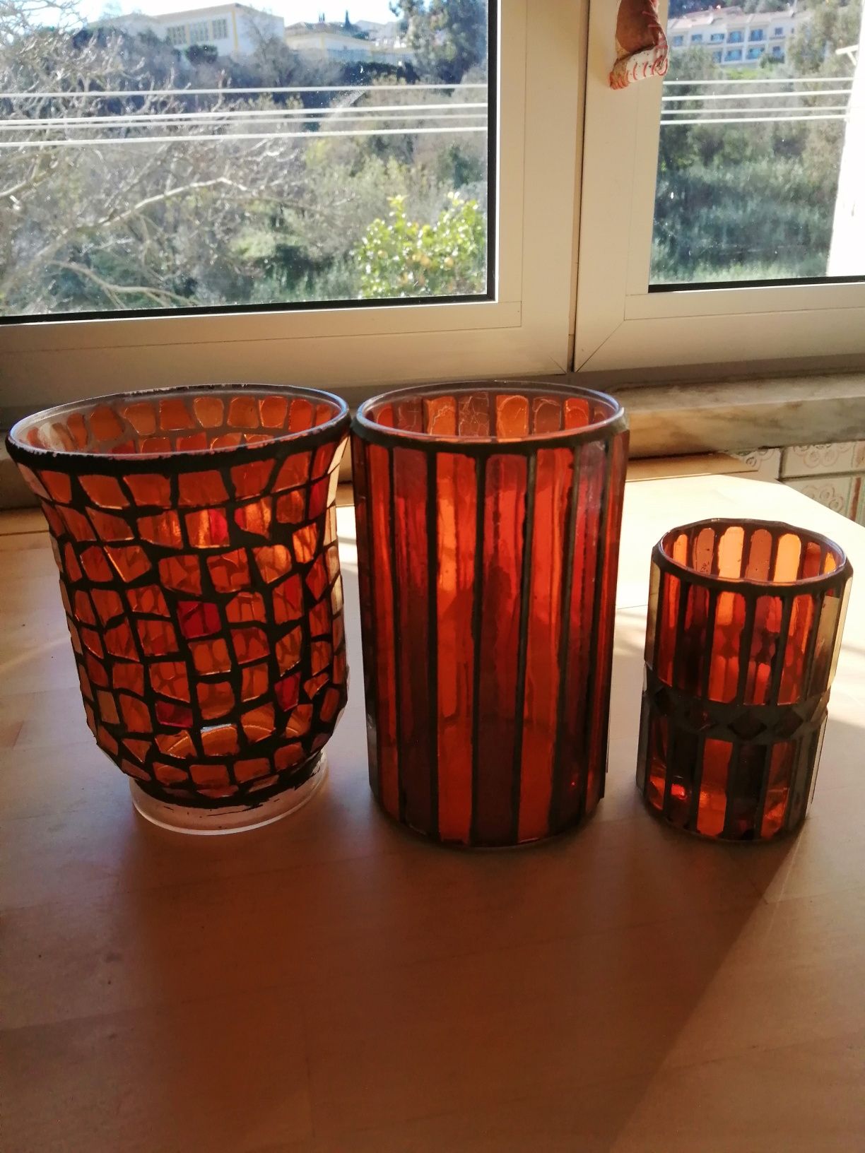 Porta velas em vitral NEGOCIÁVEL