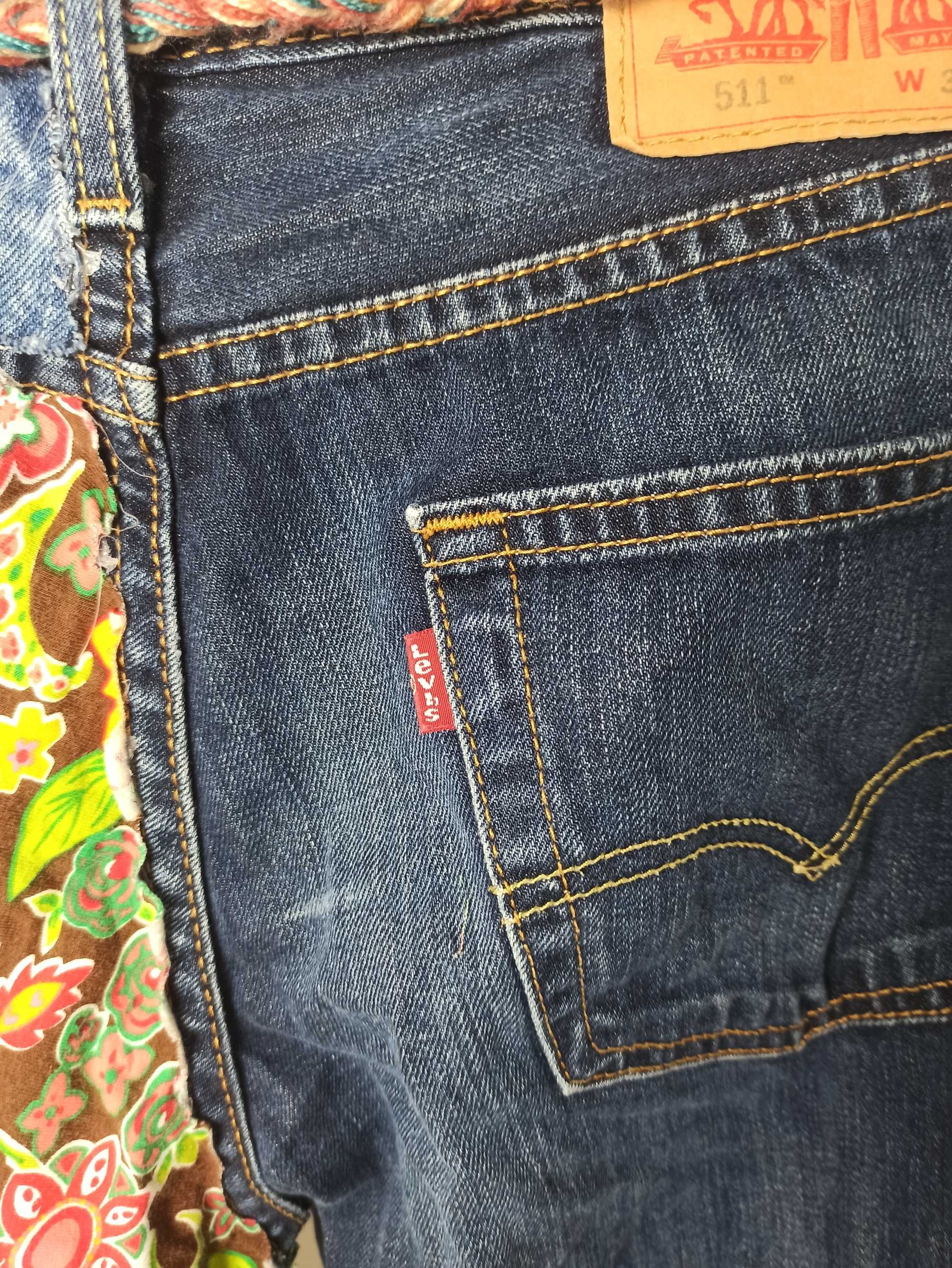 Patchwork Multicolor Levi's Denim Jeans Pants W30 L34