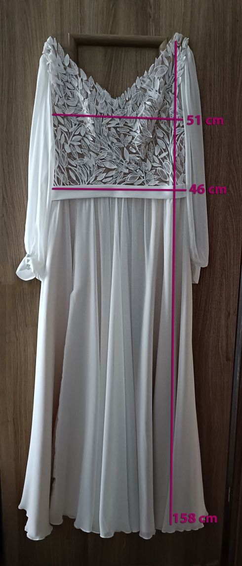 Suknia ślubna 44 / 46 z odpinanymi rękawami plus size