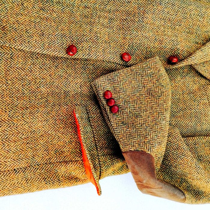 Óptimo conjunto de casaco e colete de homem em Harris Tweed