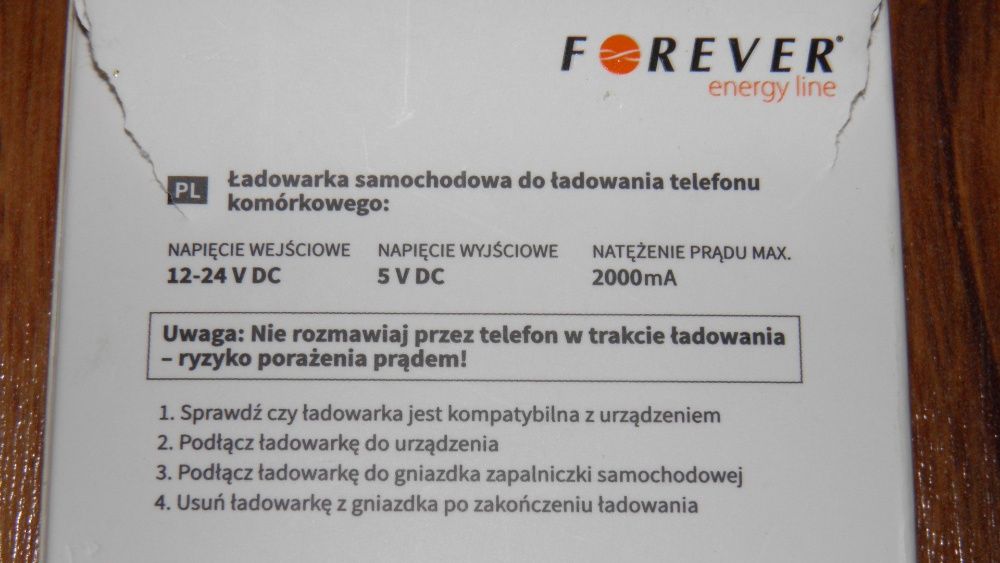 Ładowarka samochodowa micro USB typ B 2A FOREVER