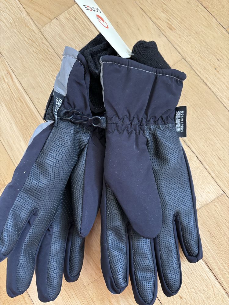 Szare rękawiczki zimowe termofibra