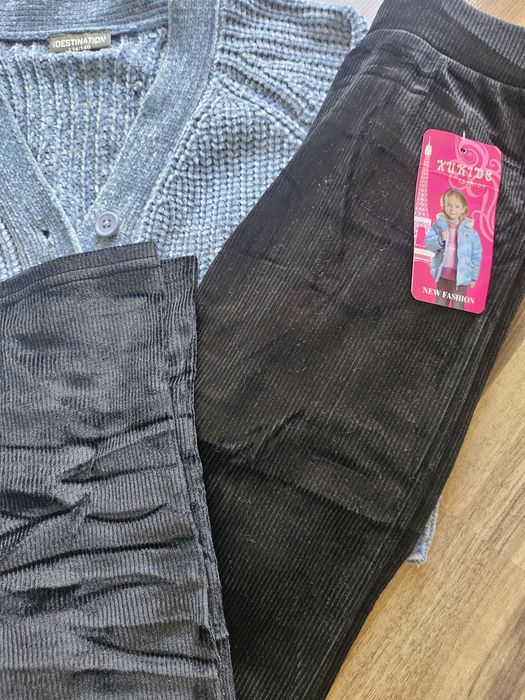 Zestaw leginsy + sweterek r.140