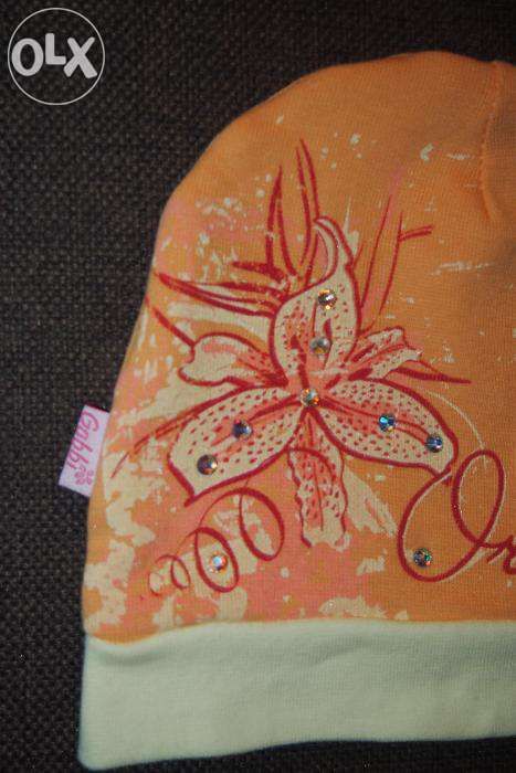 Осенняя шапка на д. персикового цвета "Габби" на 2-3 год