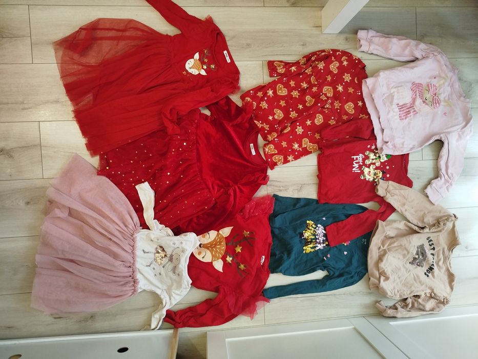 Ubrania świąteczne 116-122 święta wigilia sinsay sukienka bluza