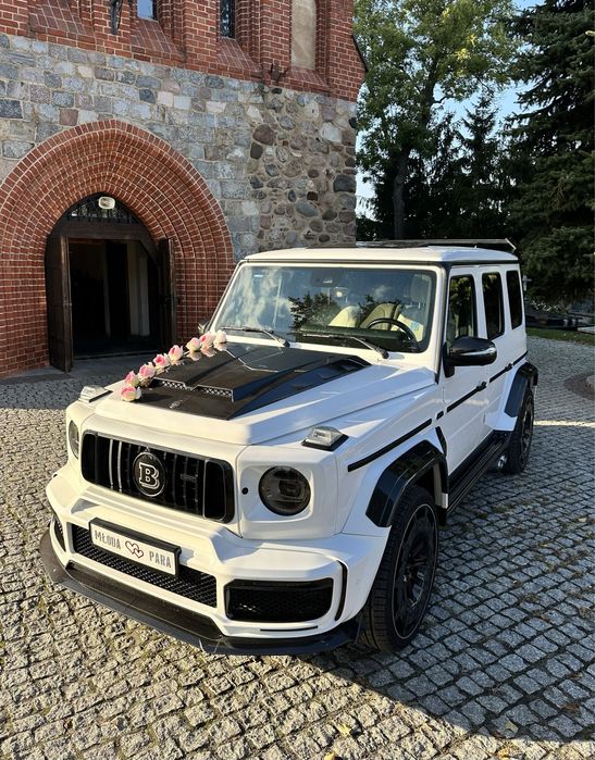 G-klasa do Ślubu Brabus białe auto wesele Białystok Podlasie całe
