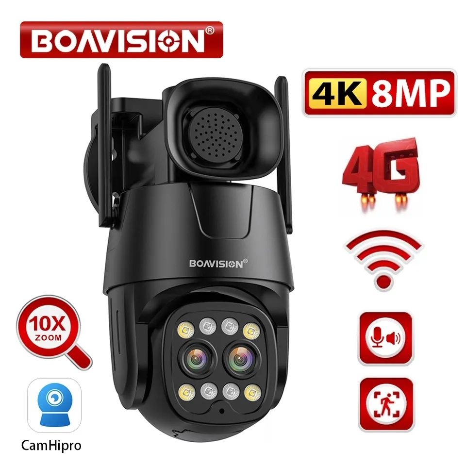 Зовнішня 4G+WiFi IP камера спостереження Boavision D4W4G8MP4G