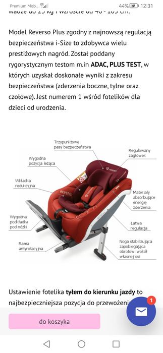 Fotelik samochodowy Concord Reverso Plus i size  0-4 lata