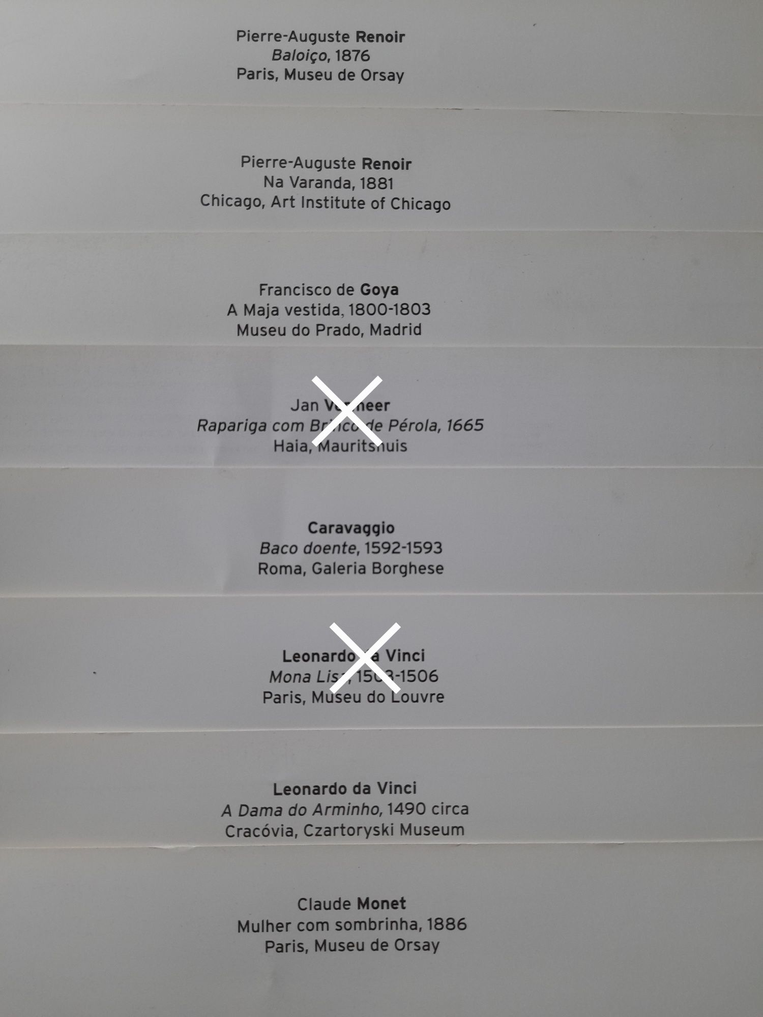 Impressões de quadros famosos 33,7 x 24 cm