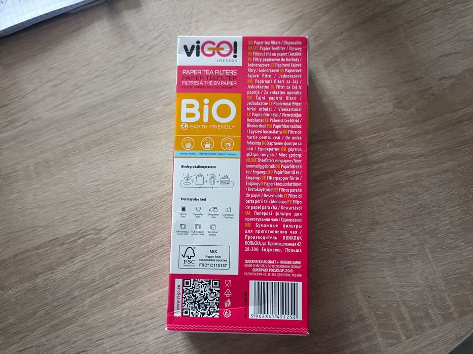 Bio Filtry papierowe do herbaty 100 szt. viGO