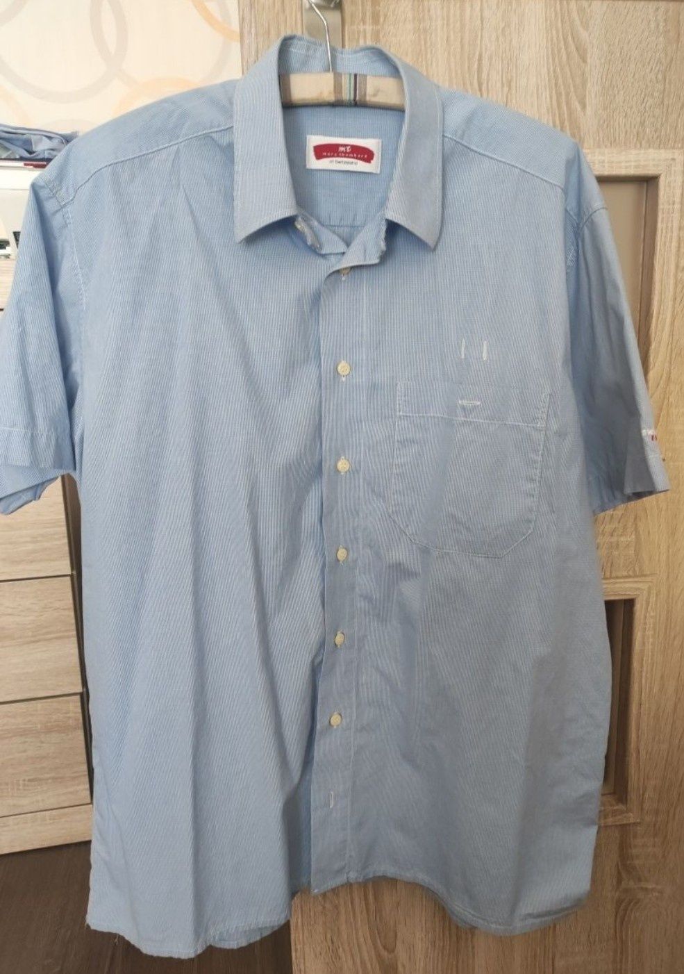 Koszula męska, koszula błękitna z krótkim rękawem roz XL
