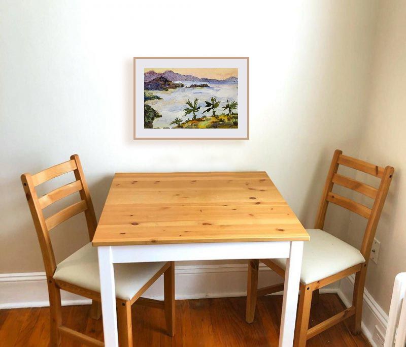 Турецький пейзаж, море, картина, живопис, акварель, інтер'єр,