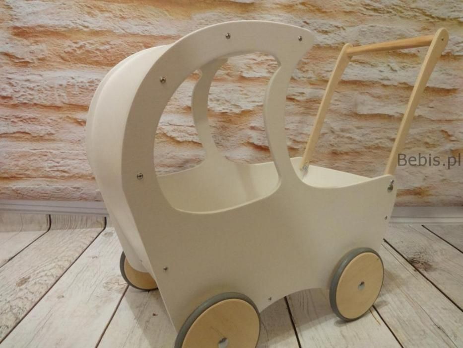 DREWNIANY Wózek budka dla lalek "Ani" z okienkiem