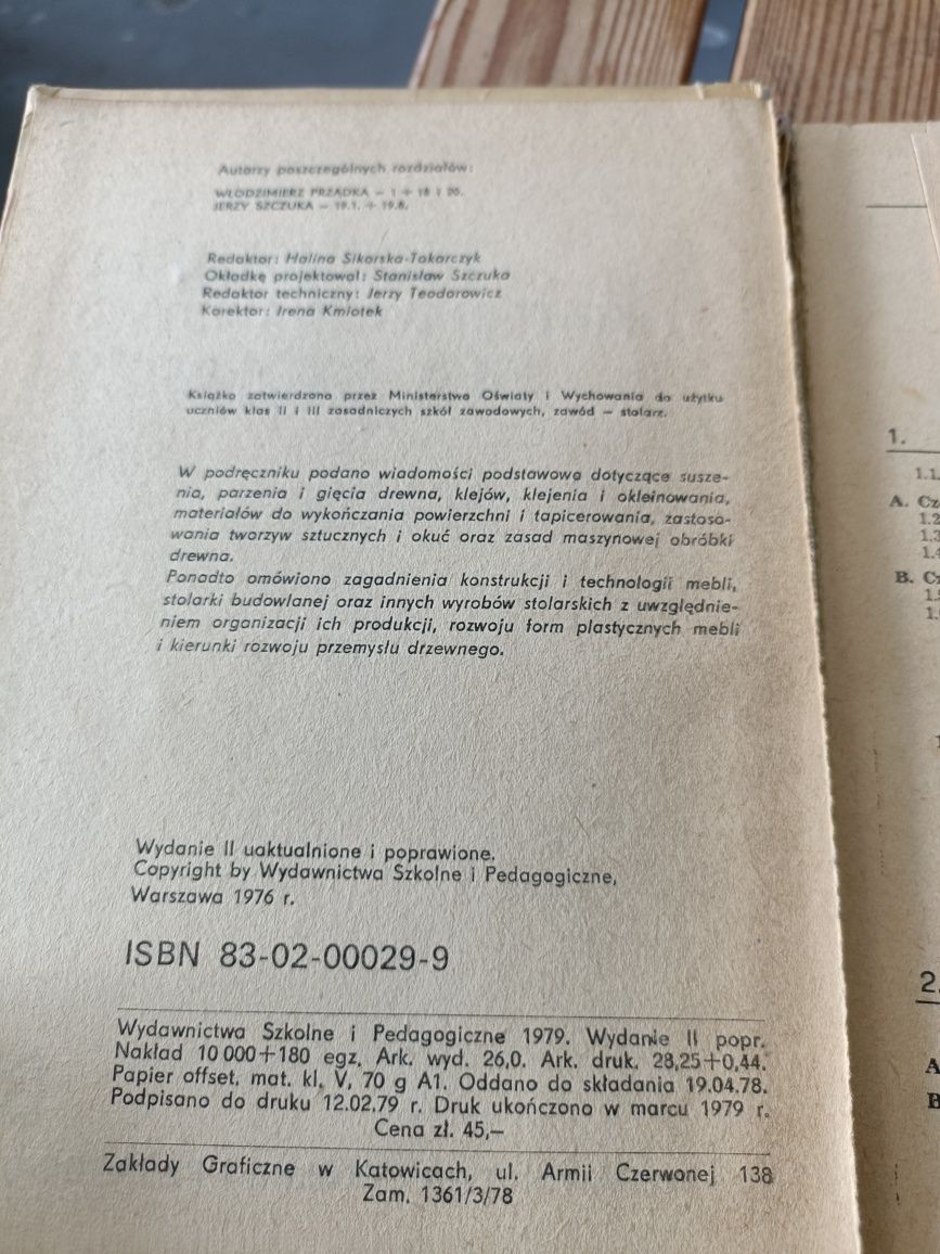 Technologia i materiałoznawstwo dla stolarzy