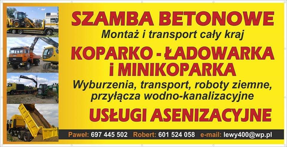 Szamba Szambo betonowe kanalizacja Transport Montaż Koparka dojazd