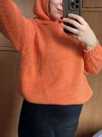Вязанное худи свитшот толстовка свитер с капюшоном