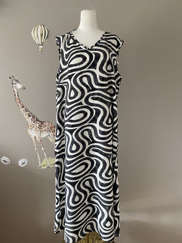Nowa sukienka lniana długa maxi sukienka z lnu 44/46 plus size