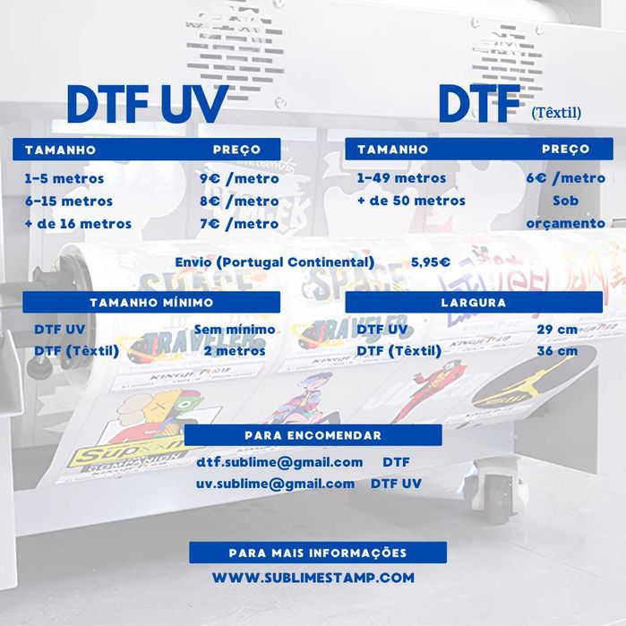 DTF e DTF UV para revenda