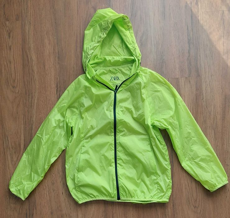 Chłopięca kurtka przeciwdeszczowa ZARA 152 żółta / limonkowa / zielona