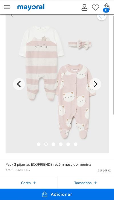 Conjunto de 2 babygrows com fita Mayoral