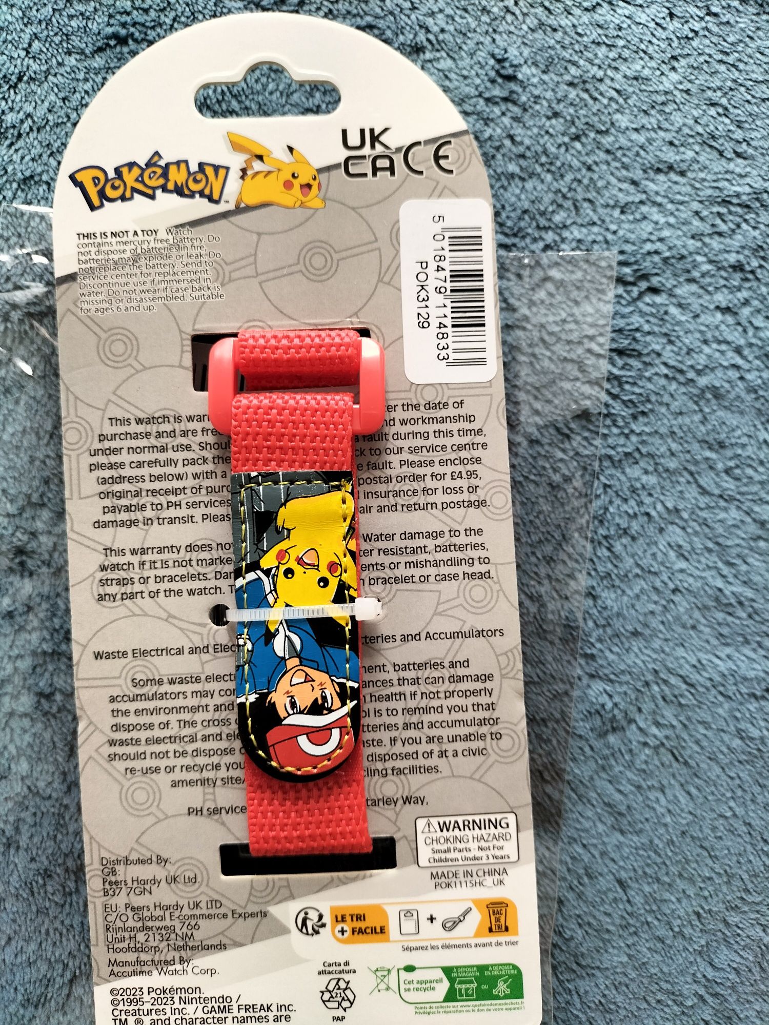 Pokemon zegarek na rękę POK3129, czerwony, Pasek
