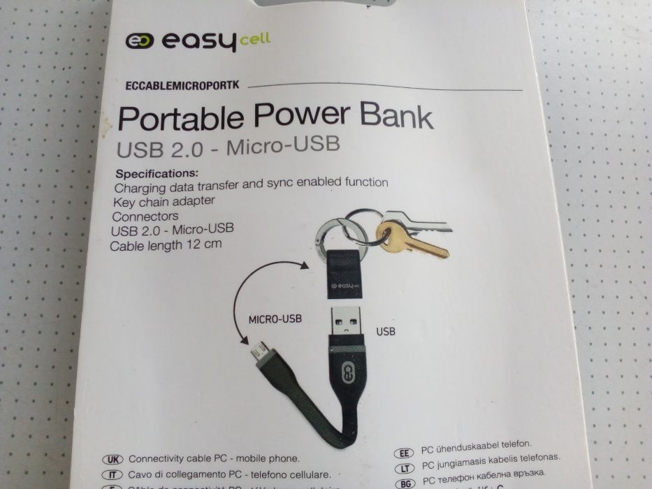 Porta-chaves EASYCELL - Cabo de Carga Micro USB/USB 2.0 - Portes Free