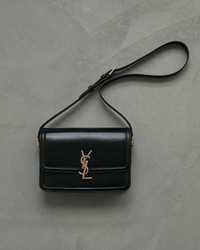 Черная женская кожаная сумка Yves Saint Laurent Solferino YSL