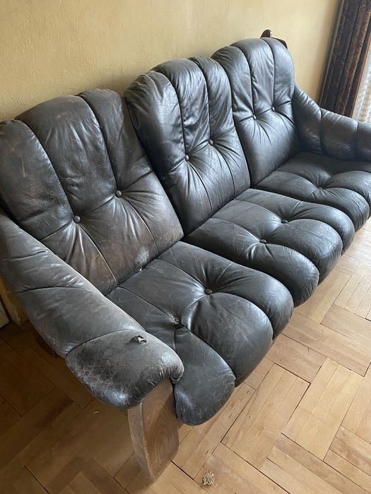 Kanapa skorzana czarna