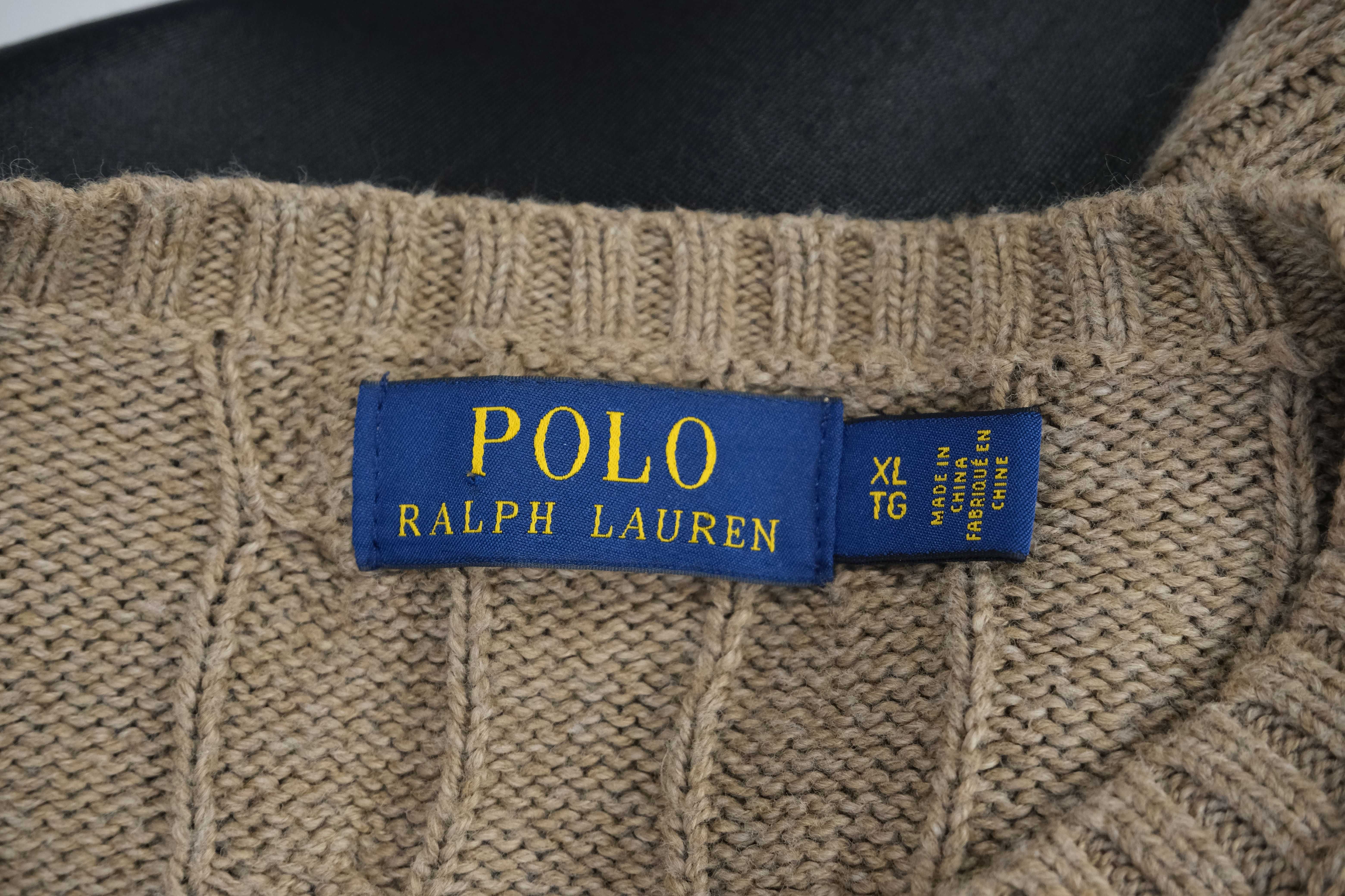 Ralph Lauren warkoczowy logo męski sweter bawełna r XL