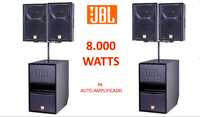 SISTEMA SOM AMPLIFICADO JBL - 2 Subs Duplos - 2 Topes 12