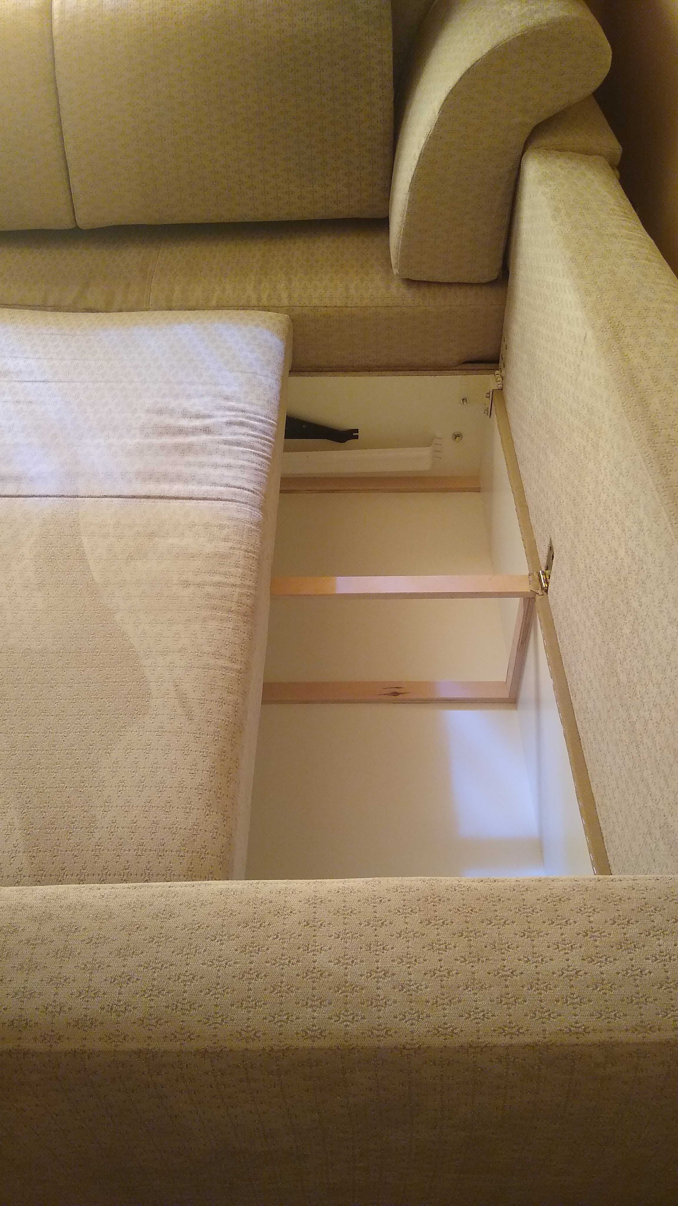 Narożna rozkładana kanapa/sofa z funkcją spania w kolorze szarobeżowym