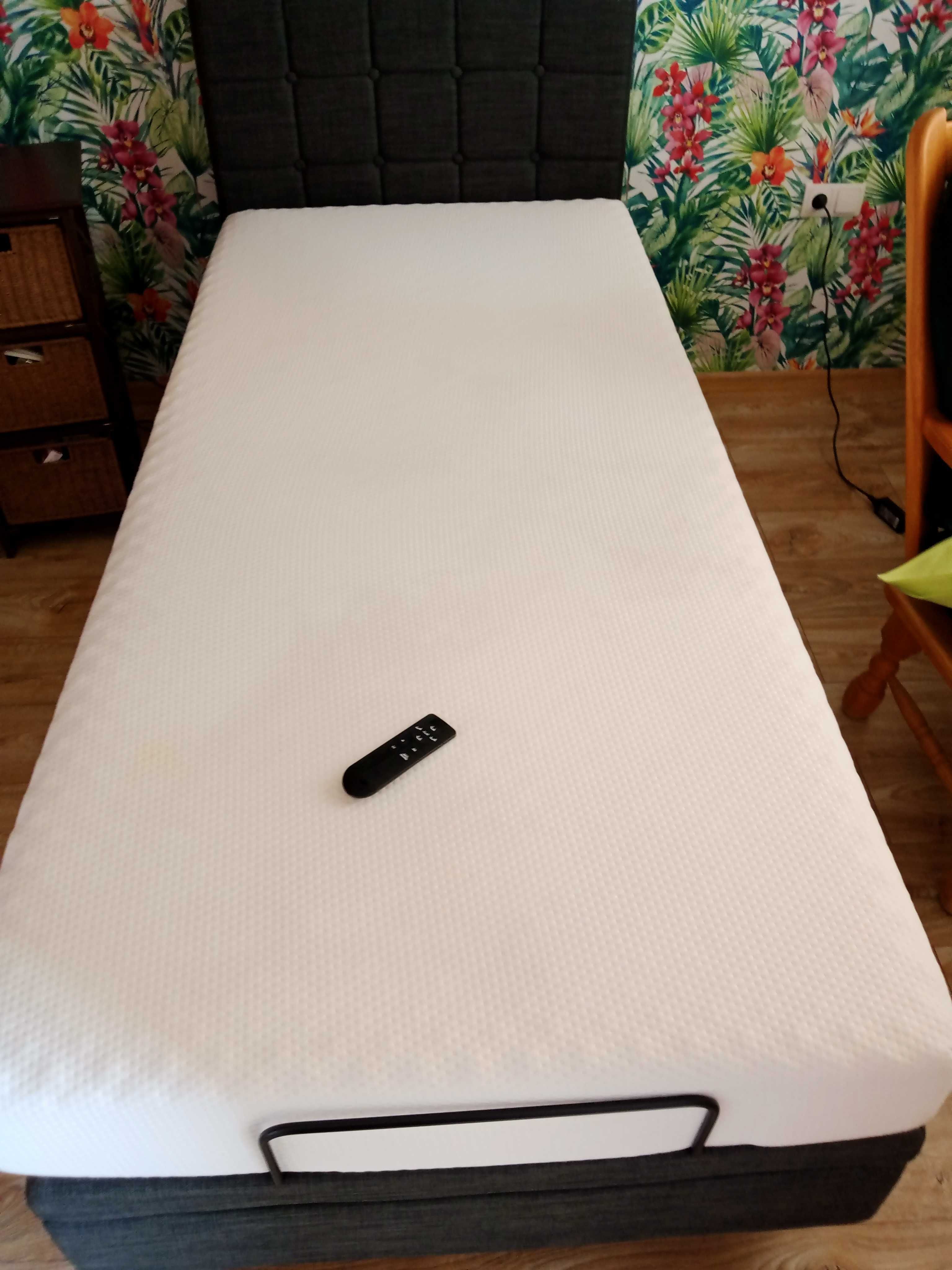 Elektrycznie regulowane łóżko DUKE 90X 200 z pilotem, ciemnoszare
