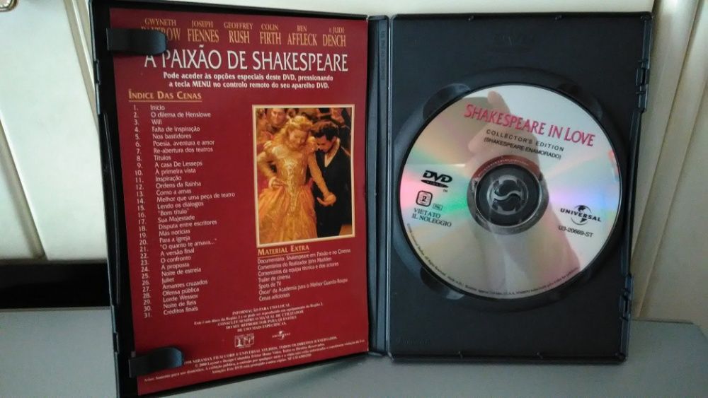 DVD A Paixão de Shakespeare Filme ORIGINAL Paltrow Fiennes Legds.PORT