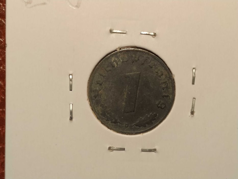 Alemanha Nazi - moeda de 1 reichspfennig de 1942 D em zinco