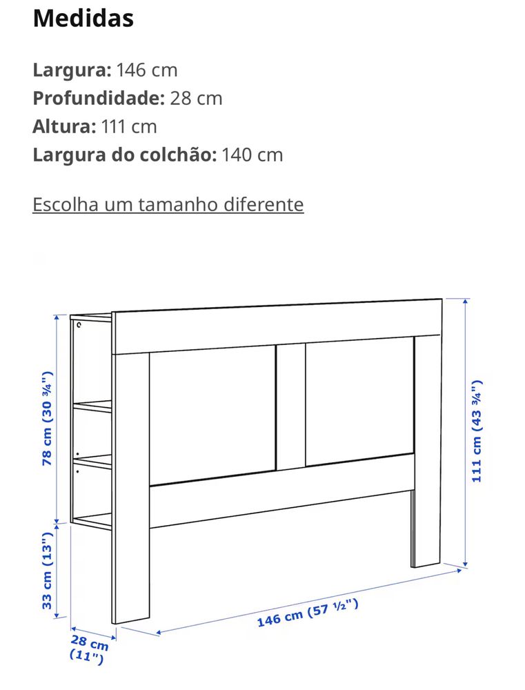 Cabeceira de cama IKEA BRIMNES (como nova)