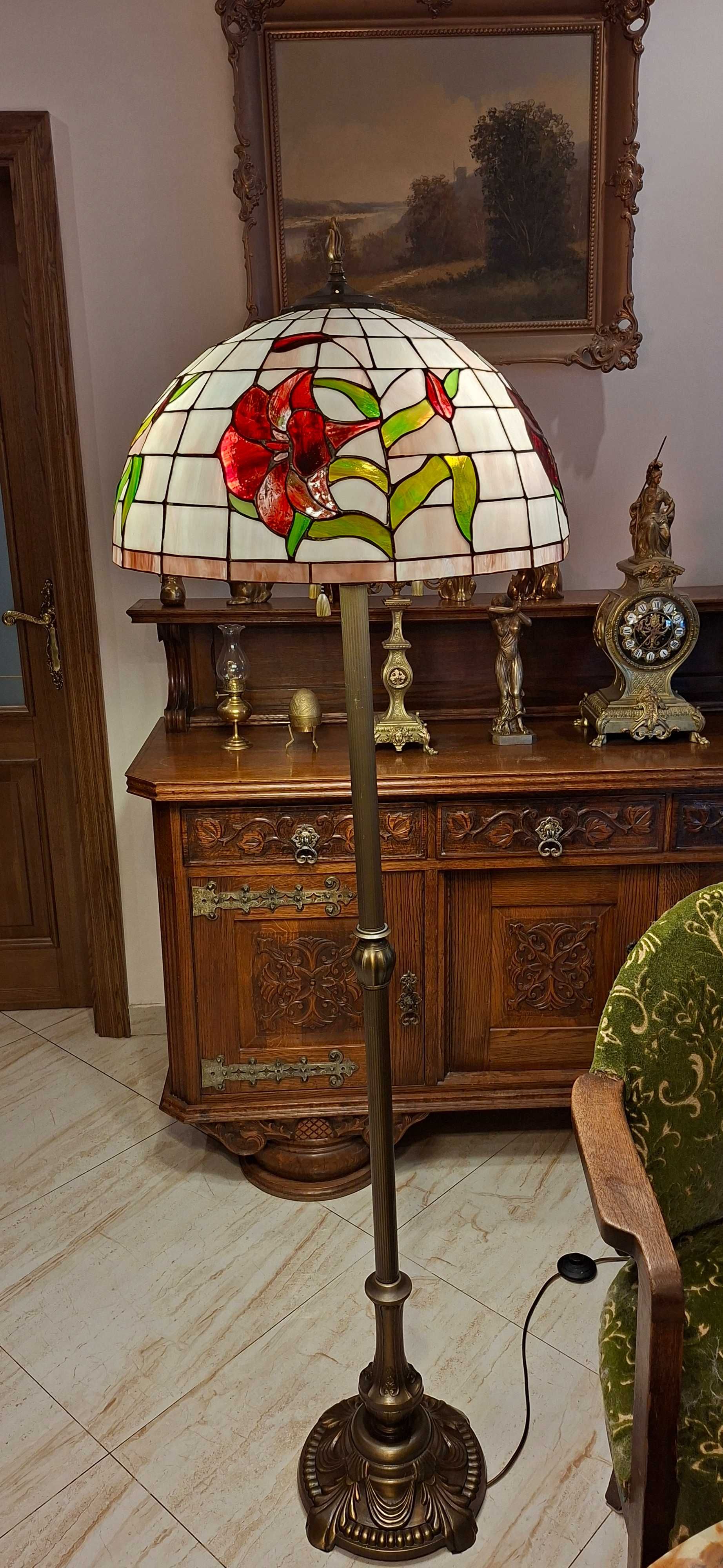 Piękna lampa witrażowa ( Tiffany) wys.165cm,śred.50cm- stan idealny