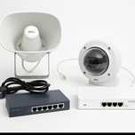 Profesjonalny zestaw monitoringu-kamery Axis,glosniki IP,switch PoE