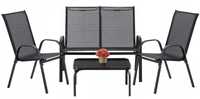 Meble ogrodowe czarne zestaw mebli tarasowych sofa+stolik+2 krzesła