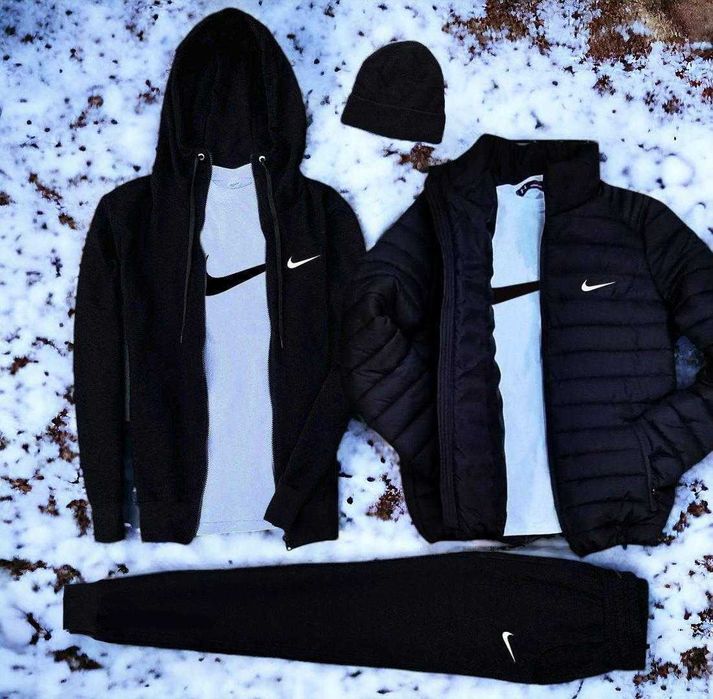 Nike Найк фліс костюм, футболка, шапка, куртка комплект 5в1 чоловічий