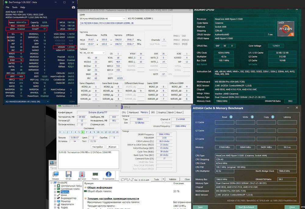 DDR4 2x16GB (32 GB) 3933 МГц Hynix DJR
Працюю